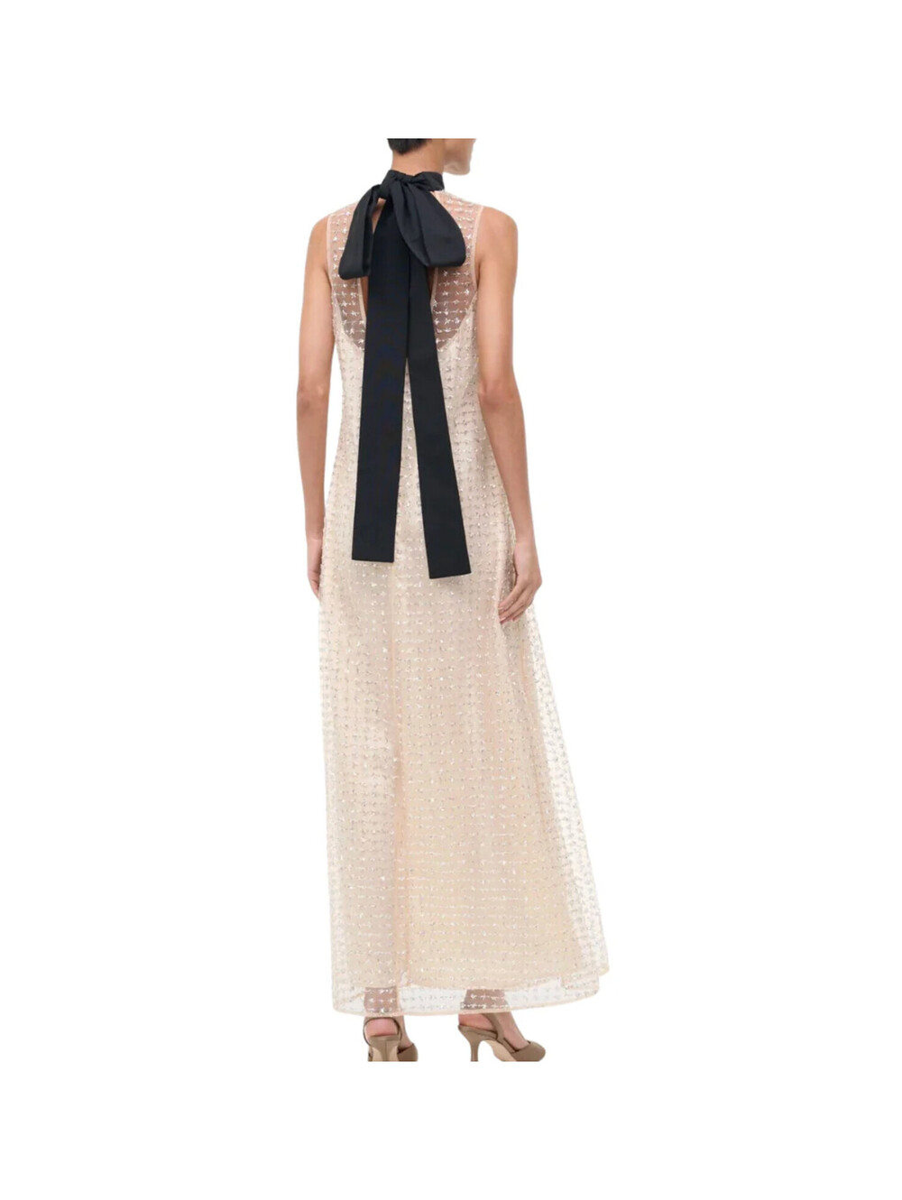 STAUD Albee Tie Back Stardust Sequin Beaded Wedding Bridal Organza Dress Medium